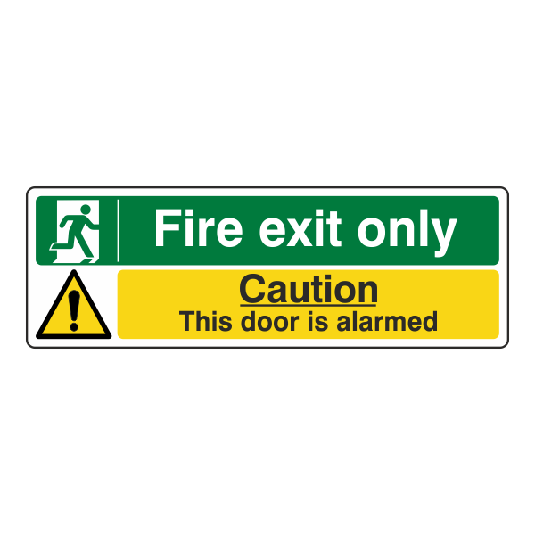 Fire Exit Sign - Door is Alarmed - Medisigns