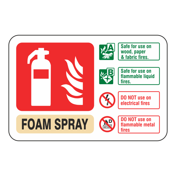 Fire Extinguisher Sign Landscape - Foam Spray - Medisigns