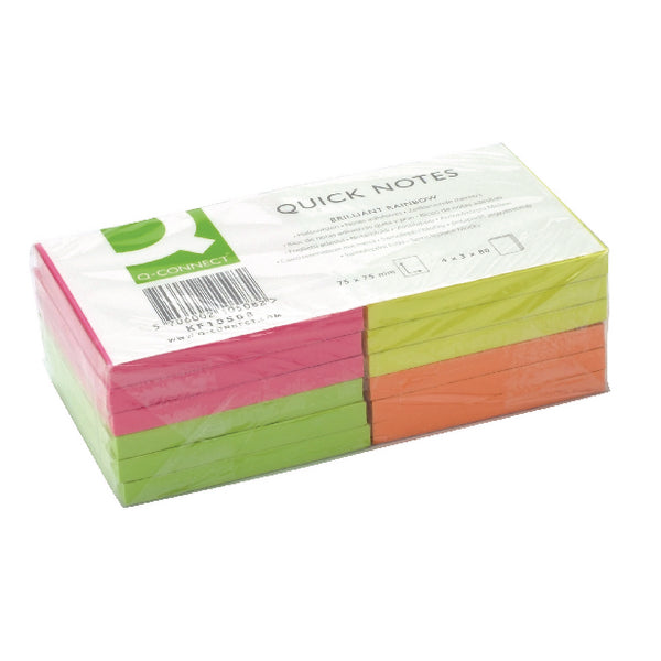 Q Connect Quick Sticky Note 76x76mm Neon (12) - Vow