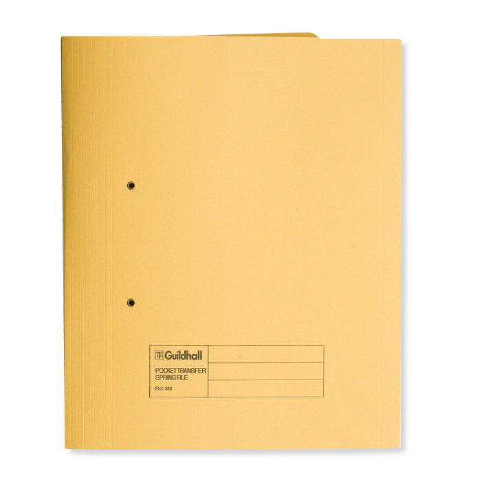 Guildhall Transfer Spring Pocket File Yellow 420g 211 pack of 25 - Guildhall