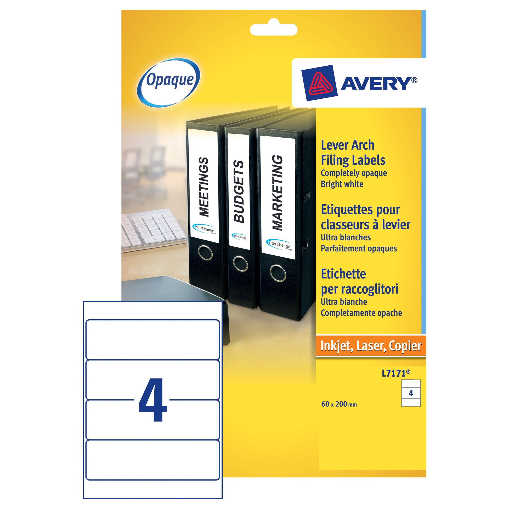 Avery Lever Arch Label White (250) L7171 - Avery