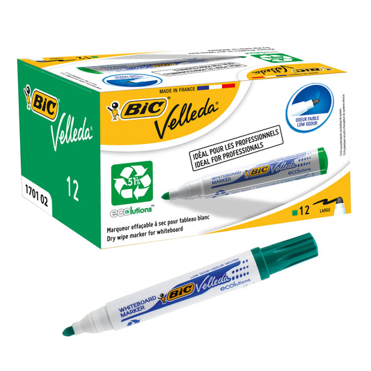 BIC Velleda Whiteboard Marker 1701 Bullet Green pack of 12 - Bic