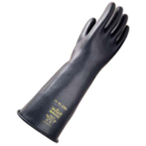 17" Rubber Gauntlet Gloves Large Black - Bunzl Catering Supplies