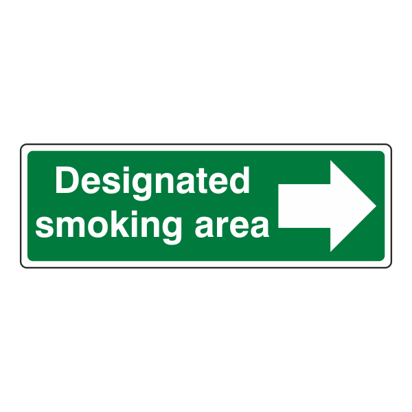 Designated Smoking Area - Arrow Right Sign - Medisigns