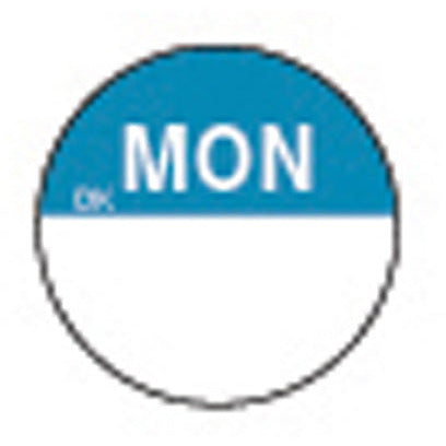 3/4" Permanent Circle Label Monday x 1000 - Bunzl Catering Supplies