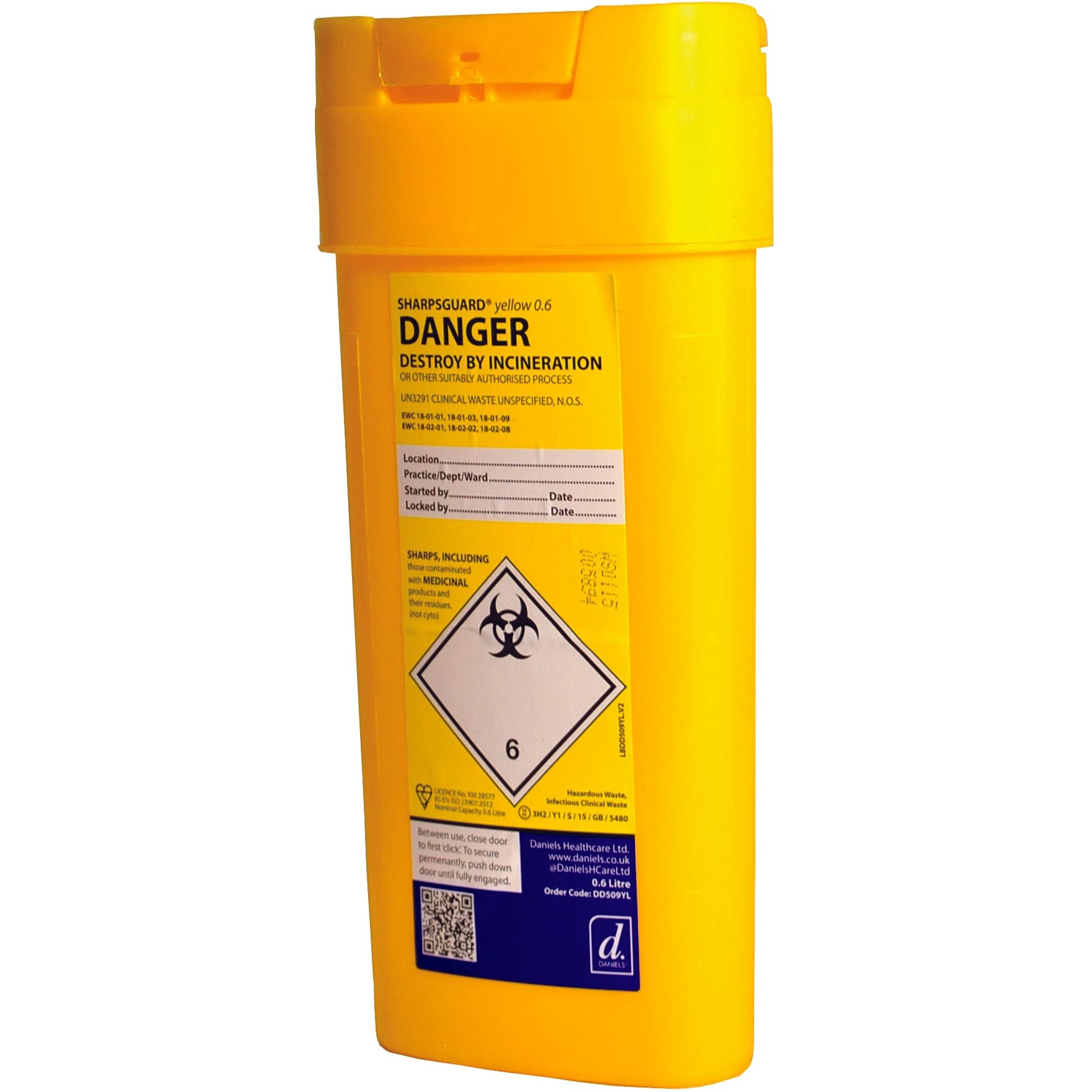 Wallace Cameron Sharps Disposal Bin 0.645ltr - Wallace Cameron