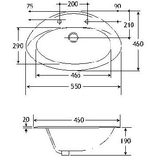 Vitreous China Inset Washbasin - Sunflower