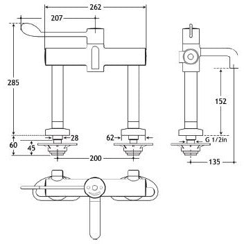 Deck Mounted Seqential Thermostatic Mixer Tap - Sunflower