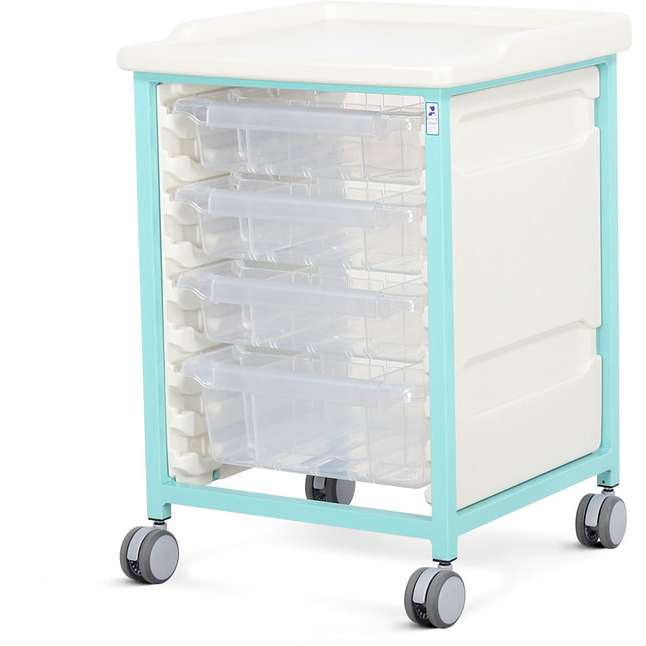 Tray Trolley - Low Level - Single Column (Mild Steel) - 3 Small & 1 Deep Drawers - Bristol Maid