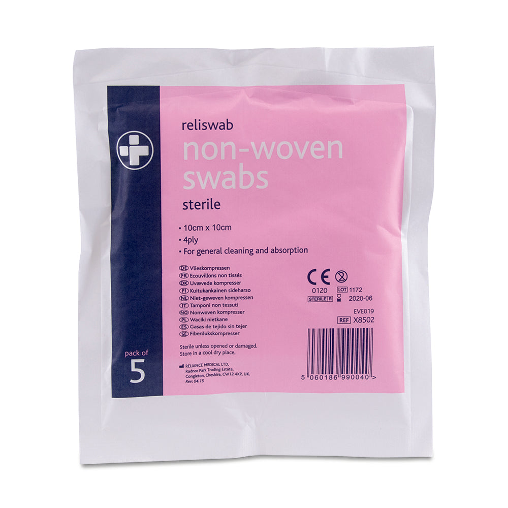 Reliswab Swabs Non-Woven Sterile 4ply 10cm x 10cm - Pack of 25 - Reliance