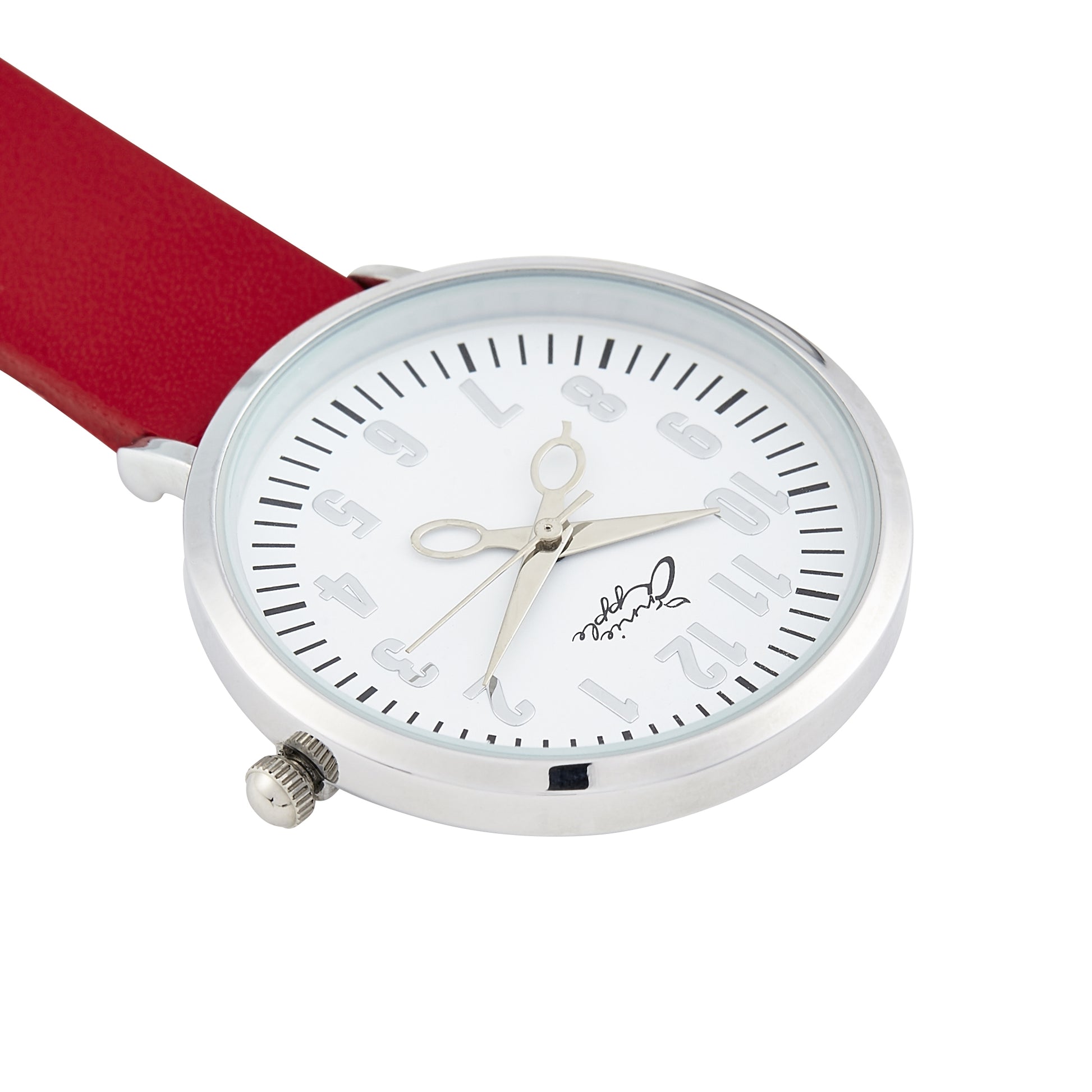 Annie Apple Nurses Fob Watch - Aurora - White/Silver/Red - Leather - 35mm - Annie Apple