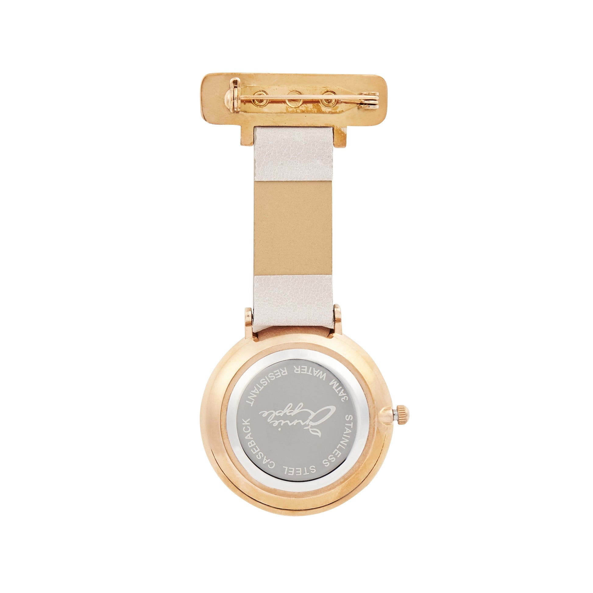 Annie Apple Nurses Fob Watch - Aurora - Rose Gold/Grey, Numbered - Leather - 35mm - Annie Apple