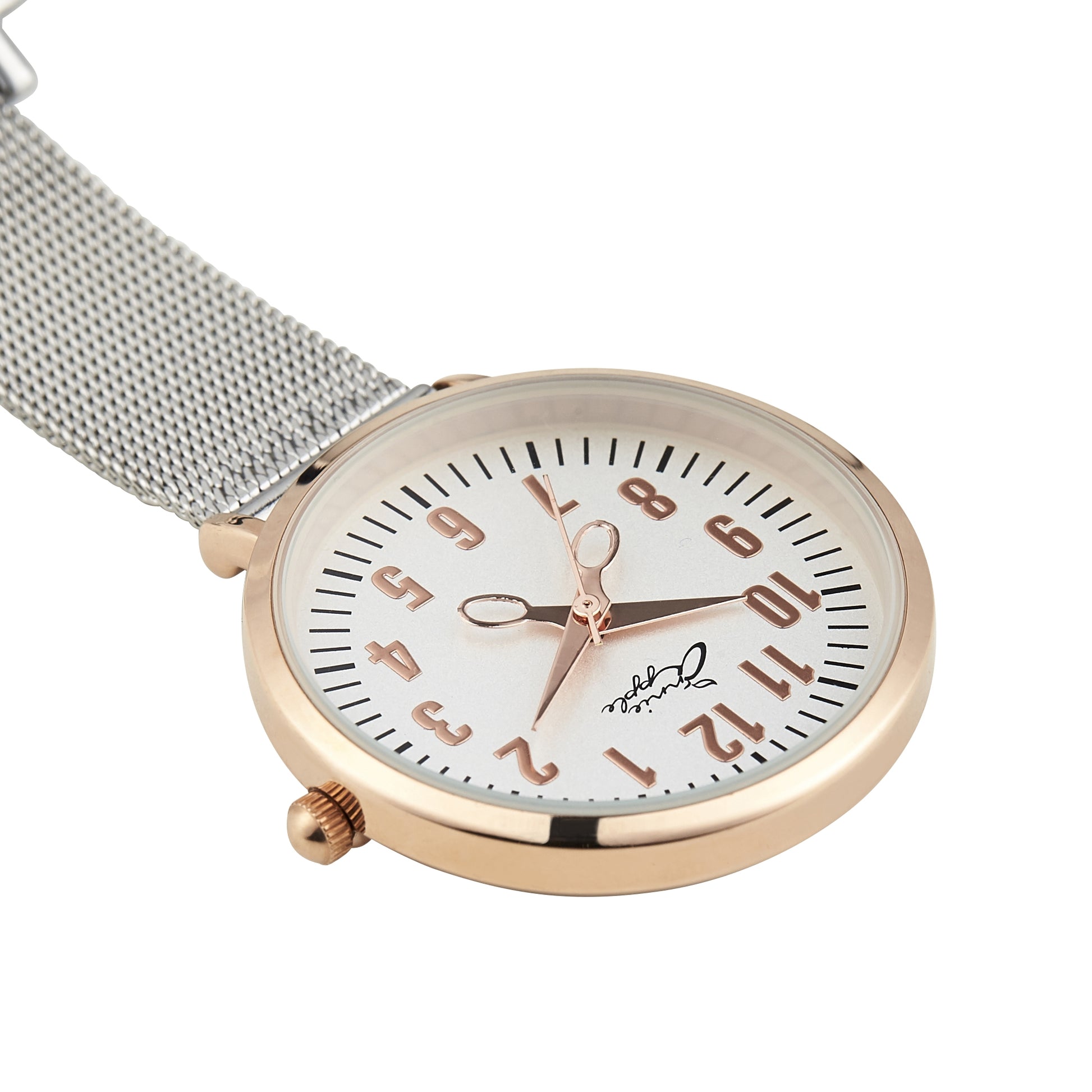 Annie Apple Nurses Fob Watch - Aurora - Rose Gold/Silver - Mesh - 35mm - Annie Apple