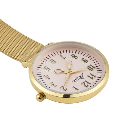 Annie Apple Nurses Fob Watch - Aurora - Blush/Gold - Mesh - 35mm - Annie Apple