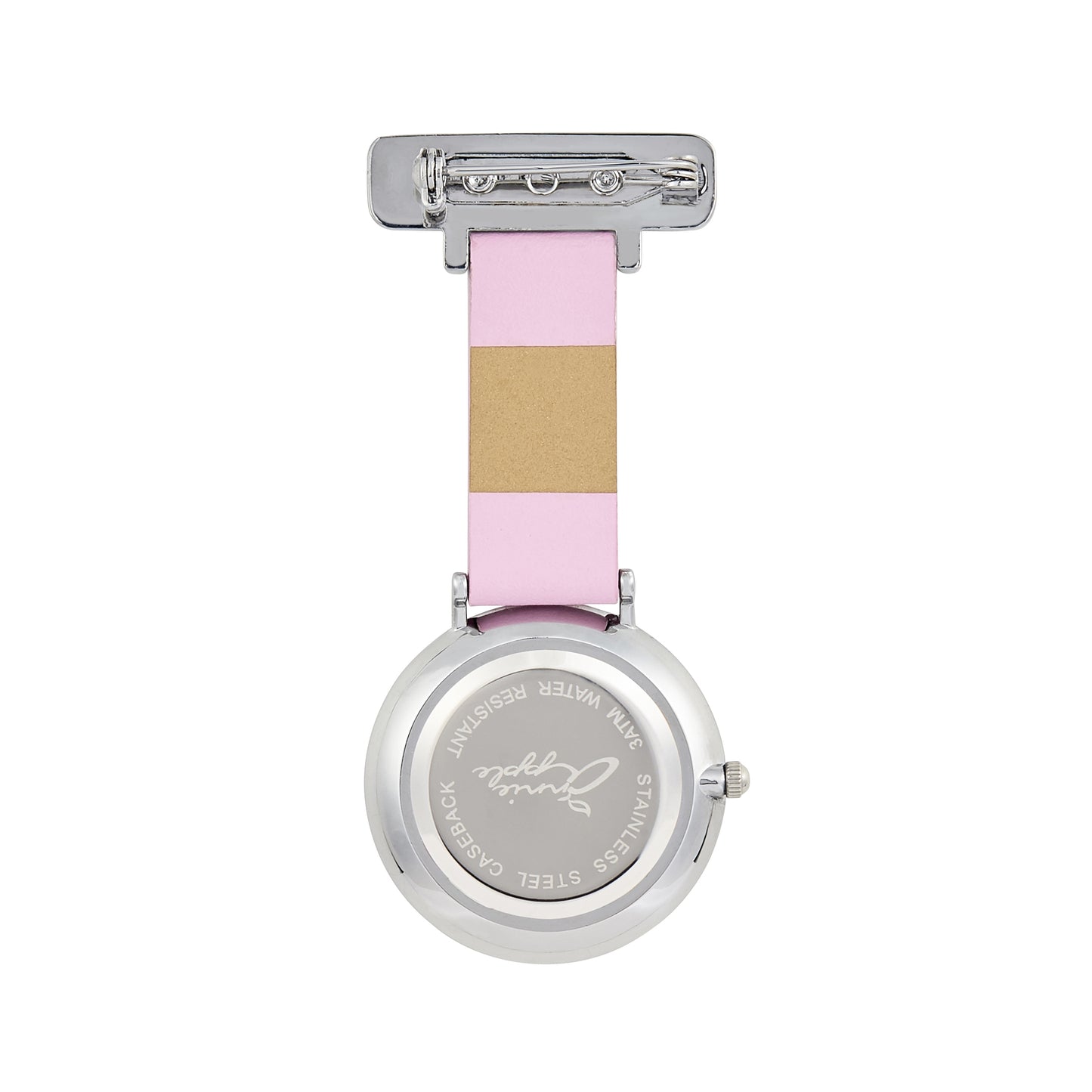 Annie Apple Nurses Fob Watch - Aurora - White/Silver/Pink - Leather - 35mm - Annie Apple