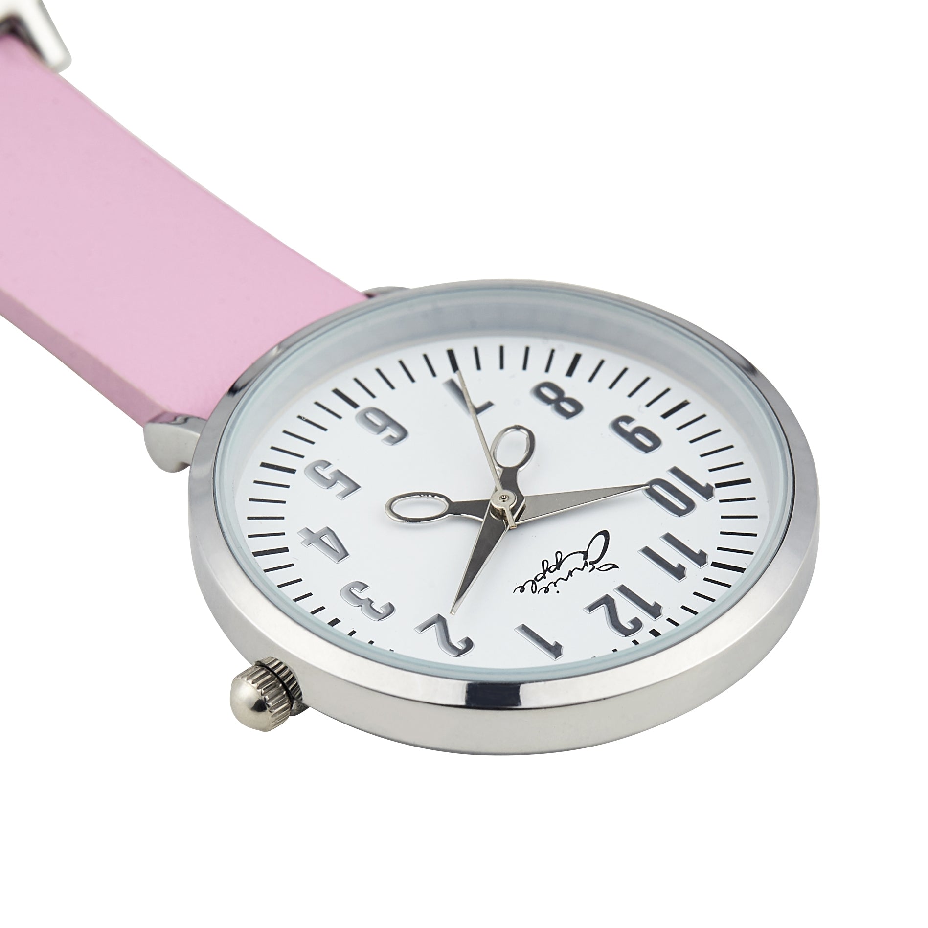 Annie Apple Nurses Fob Watch - Aurora - White/Silver/Pink - Leather - 35mm - Annie Apple