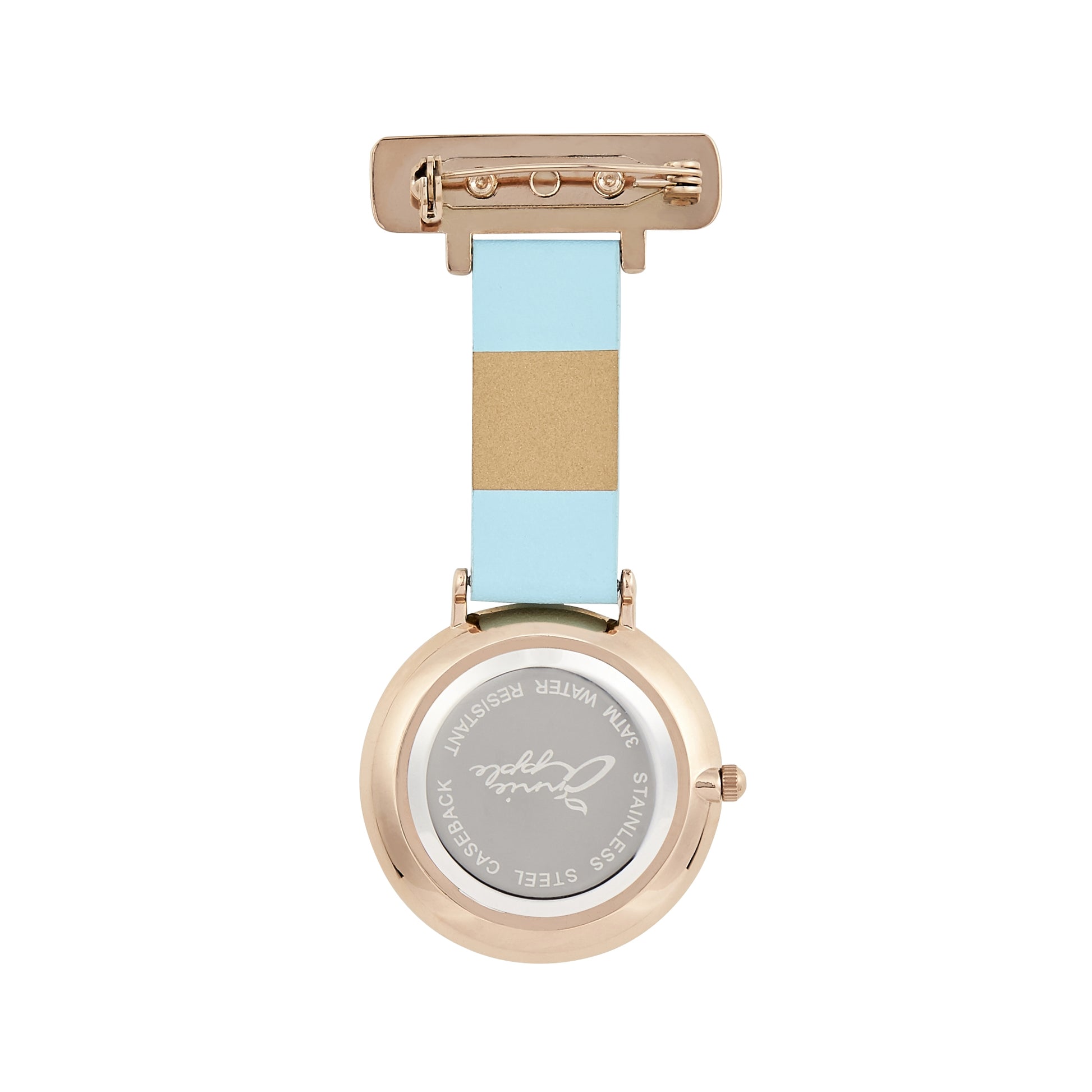 Annie Apple Nurses Fob Watch - Aurora - Pearl/Rose Gold/Blue - Leather - 35mm - Annie Apple