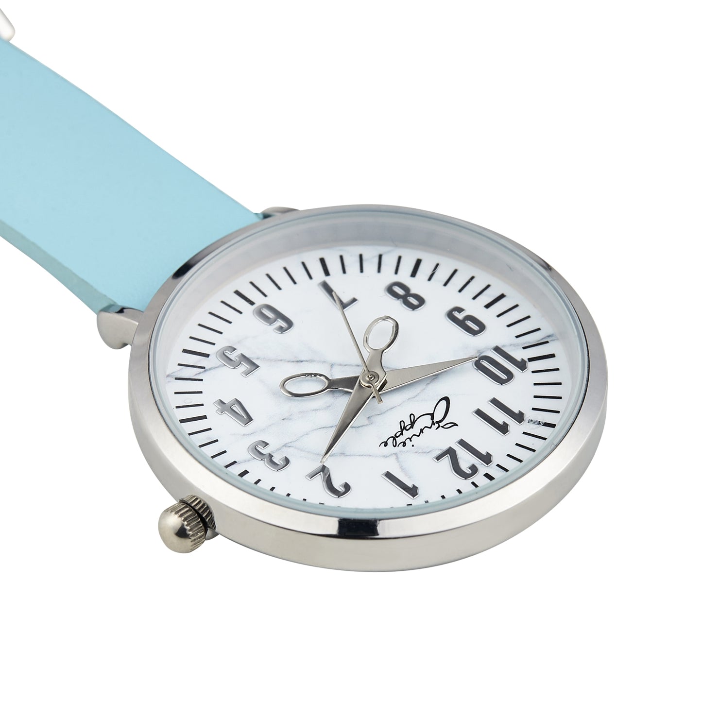 Annie Apple Nurses Fob Watch - Aurora - Marble/Silver/Blue - Leather - 35mm - Annie Apple