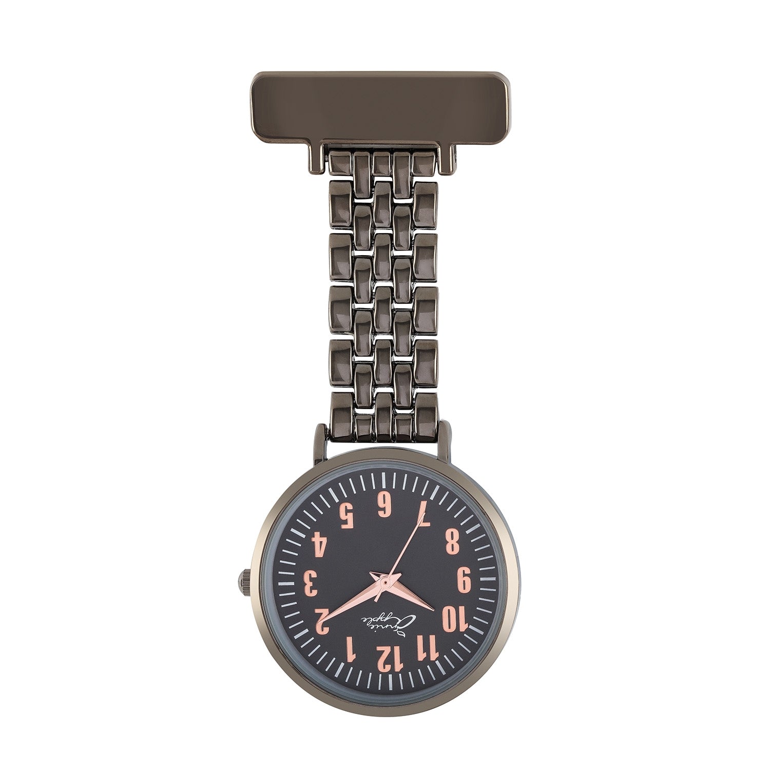 Annie Apple Nurses Fob Watch - Aurora - Rose Gold/Gunmetal - Link - 35mm - Annie Apple