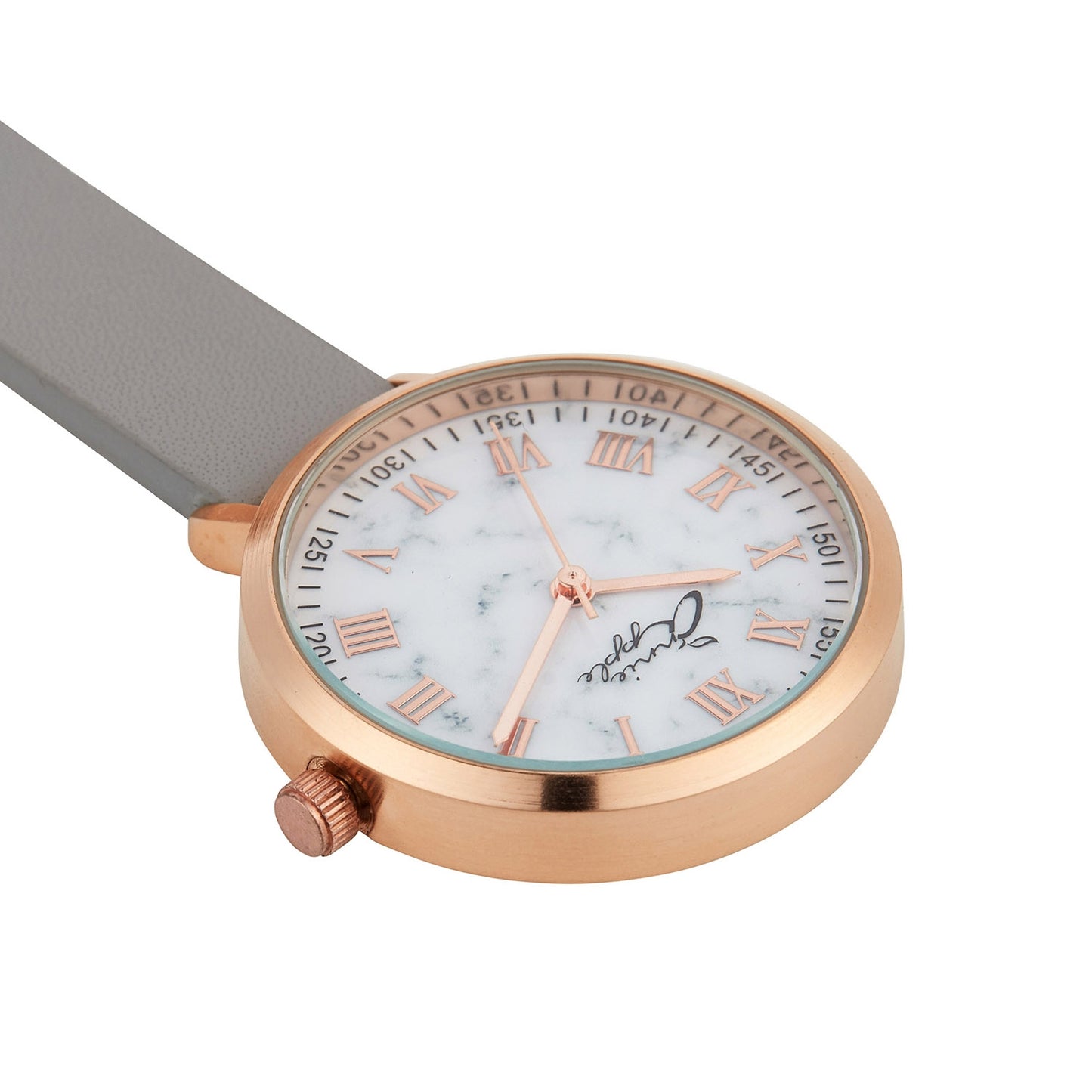 Annie Apple Nurses Fob Watch - Meraki - Marble/Rose Gold/Grey - Leather - 35mm - Annie Apple