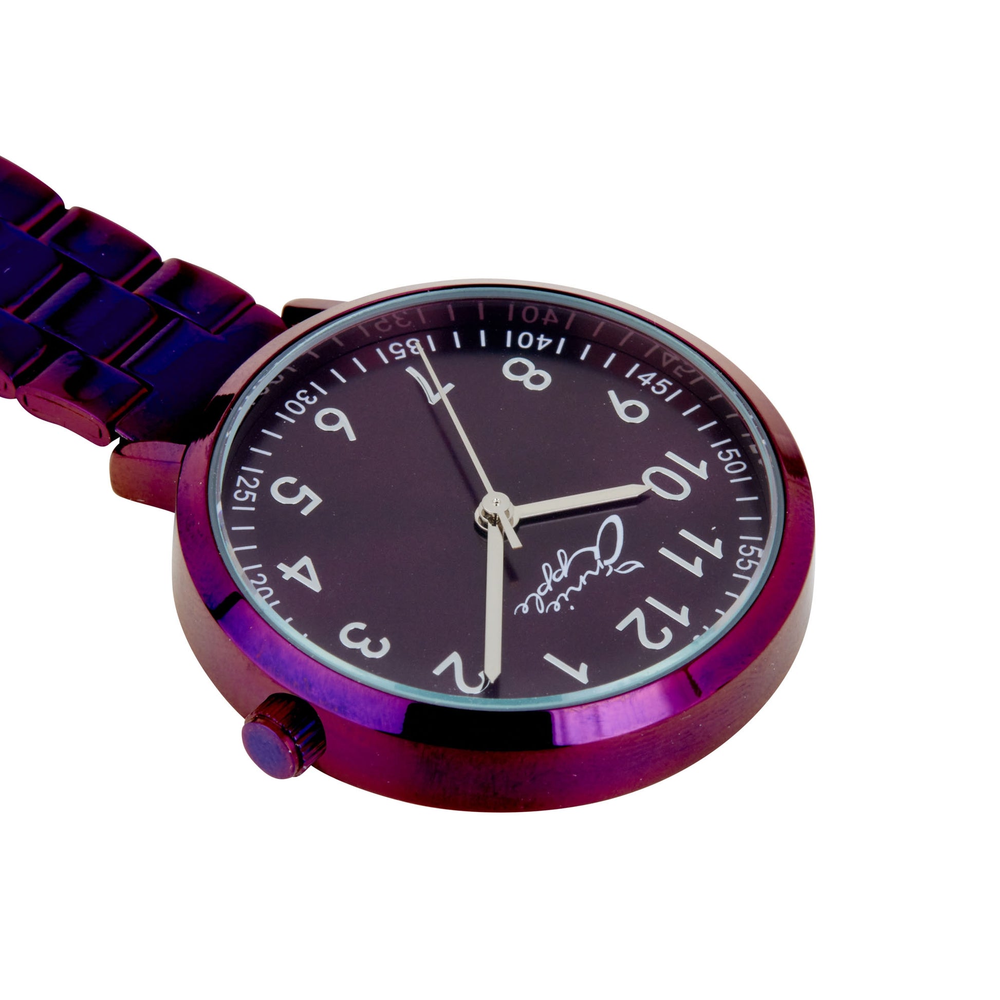 Annie Apple Nurses Fob Watch - Meraki - Silver/Purple - Link - 35mm - Annie Apple