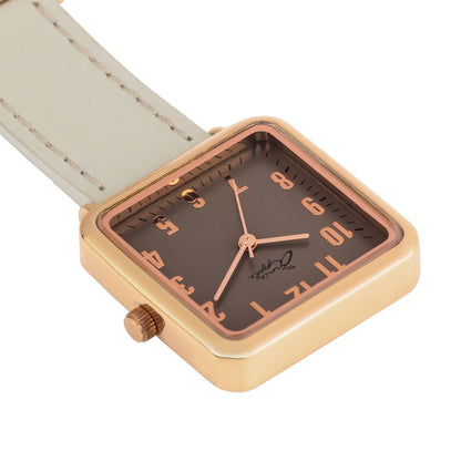 Annie Apple Nurses Fob Watch - Eunoia - Rose Gold/Grey - Leather - 28mm - Annie Apple