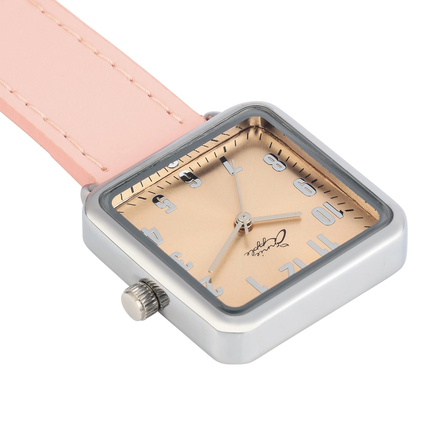 Annie Apple Nurses Fob Watch - Eunoia - Rose Gold/Silver/Pink - Leather - 28mm - Annie Apple