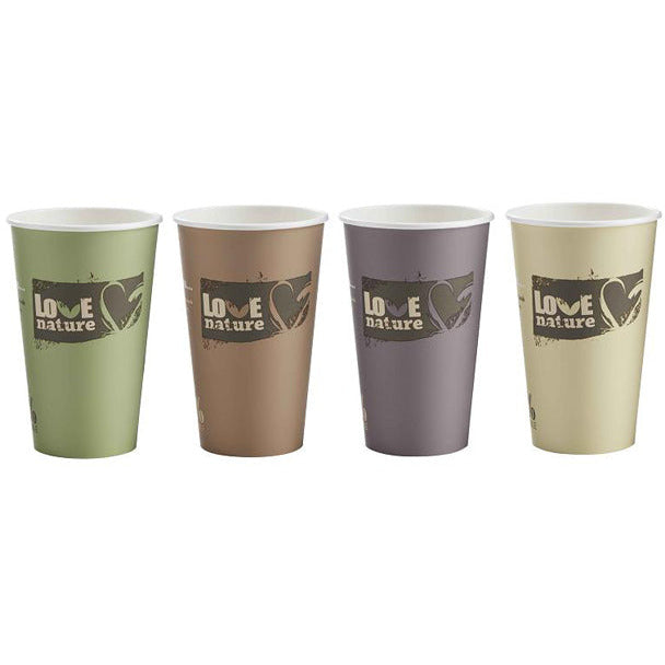 16OZ  Love Nature Bioware Hot Cup x 1000 - Bunzl Catering Supplies