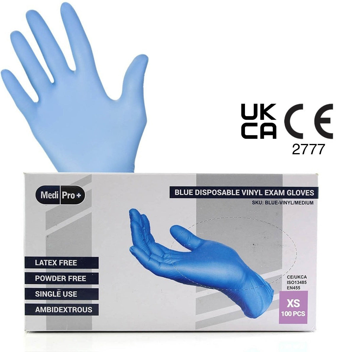 Blue Vinyl Exam Gloves - Cat III PPE Extra Small x 100 – Medisave UK