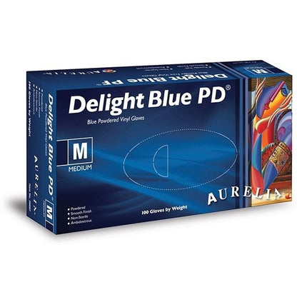 Aurelia Delight Blue PF Vinyl Powder free examination gloves XL (Box of 100) - Aurelia Gloves