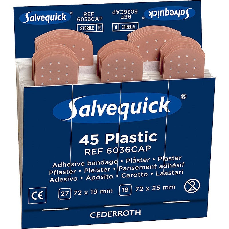 Salvequick Sterile Plastic Plaster, 60x Refills (2700 Plasters) - Safety First Aid