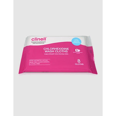 Clinell Chlorhexidine Wash Cloths - Pack of 8 - Clinell