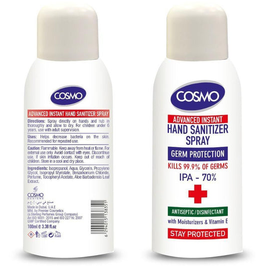 Cosmo Hand Sanitizer Spray 100ml - Kills 99.9% of Germs