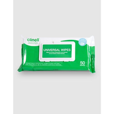 Clinell Universal Wipes Adhesive Back Pack of 50 - Clinell