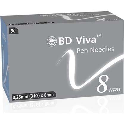 BD Viva™ Pen Needles 0.25mm (31G) x 8mm - Box of 90 - Becton Dickinson