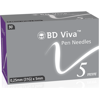 BD Viva™ Pen Needles 0.25mm (31G) x 5mm - Box of 90 - Becton Dickinson