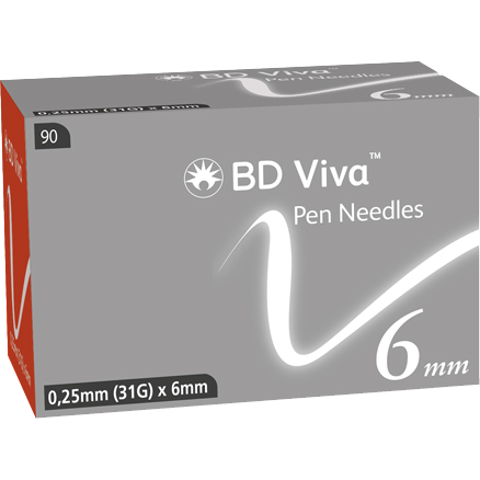 BD Viva™ Pen Needles 0.25mm (31G) x 6mm - Box of 90 - Becton Dickinson