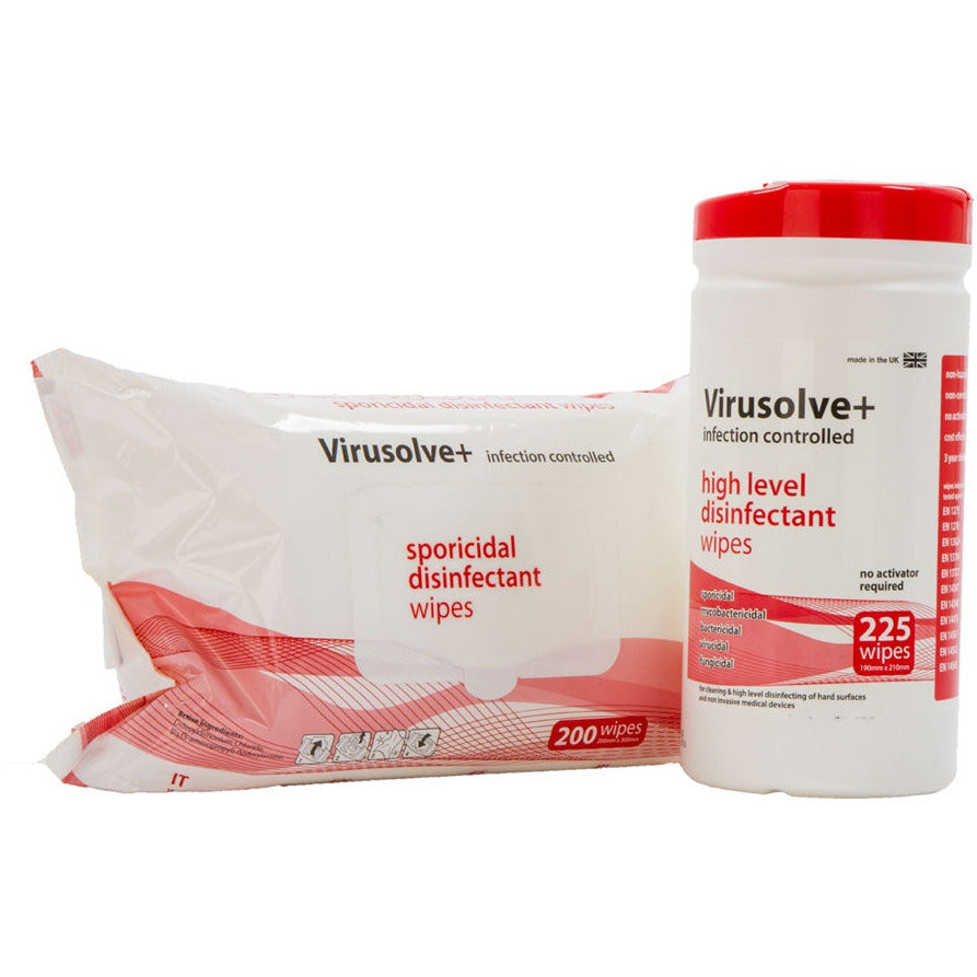 Virusolve+® High Level Disinfectant Wipes - 225 Sheets - Tub - Discontinued