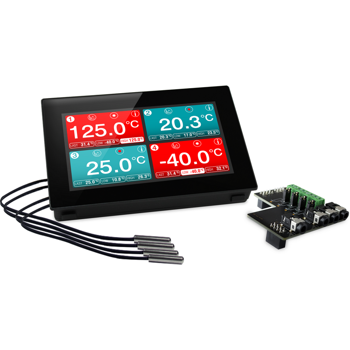 4.3” Capacitive touch display with 4 channel temperature data logging application - EasyLog