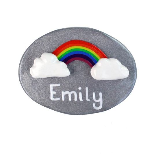 Handmade Rainbow Clay Name Badge - 