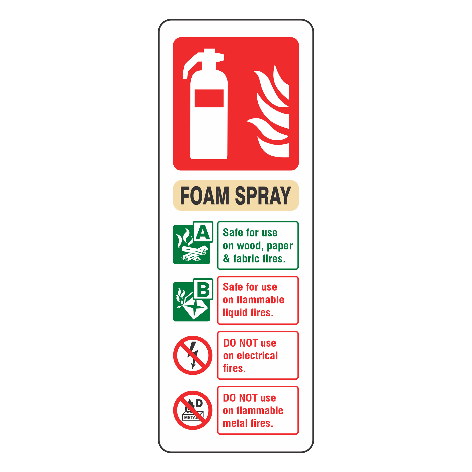 Fire Extinguisher Sign - Foam Spray - Medisigns