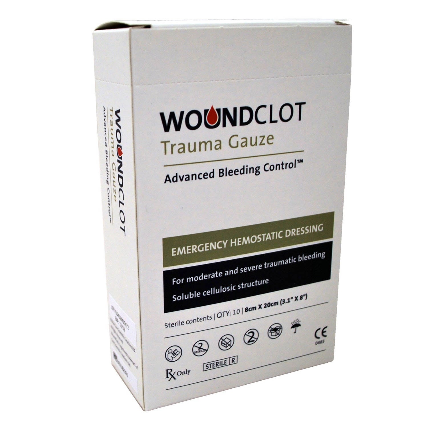 WoundClot Trauma 8 x 20cm (Box Of 10) - WoundClot