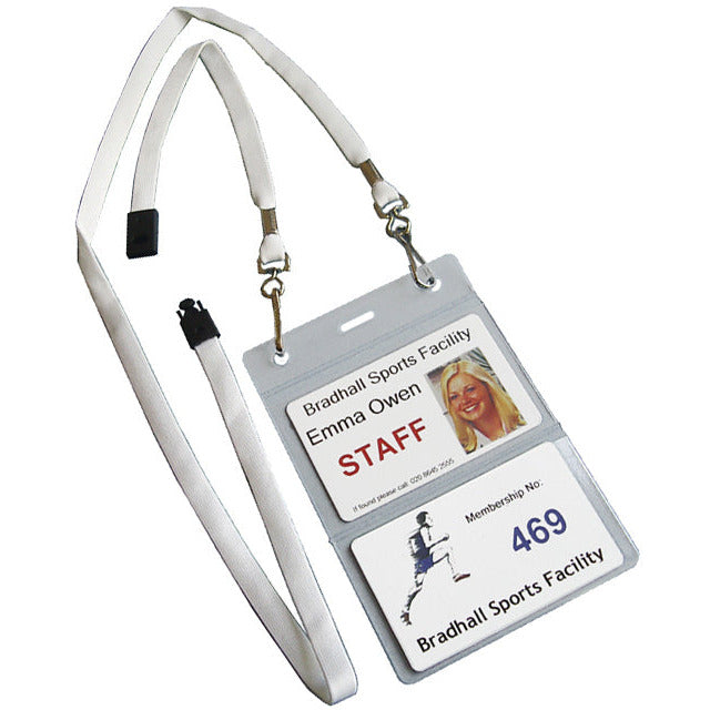 Two pockets to view 60x90mm with double ended lanyards - Pk 20 - Identibadge