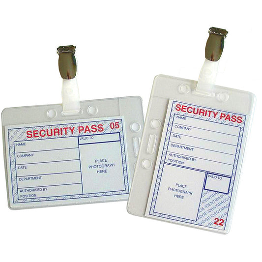 Secruity badges - straps & inserts included - 60 x 90mm - pack of 25 - Identibadge