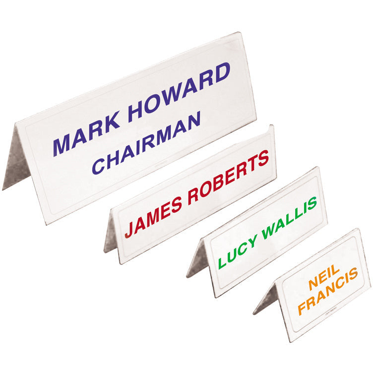 Name place holders - 100 x 65mm - Includes inserts for both sides - Pack of 5 - Identibadge