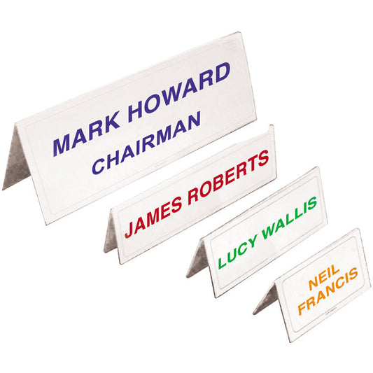 Name place holders - 150 x 65mm - Includes inserts for both sides - Pack of 5 - Identibadge