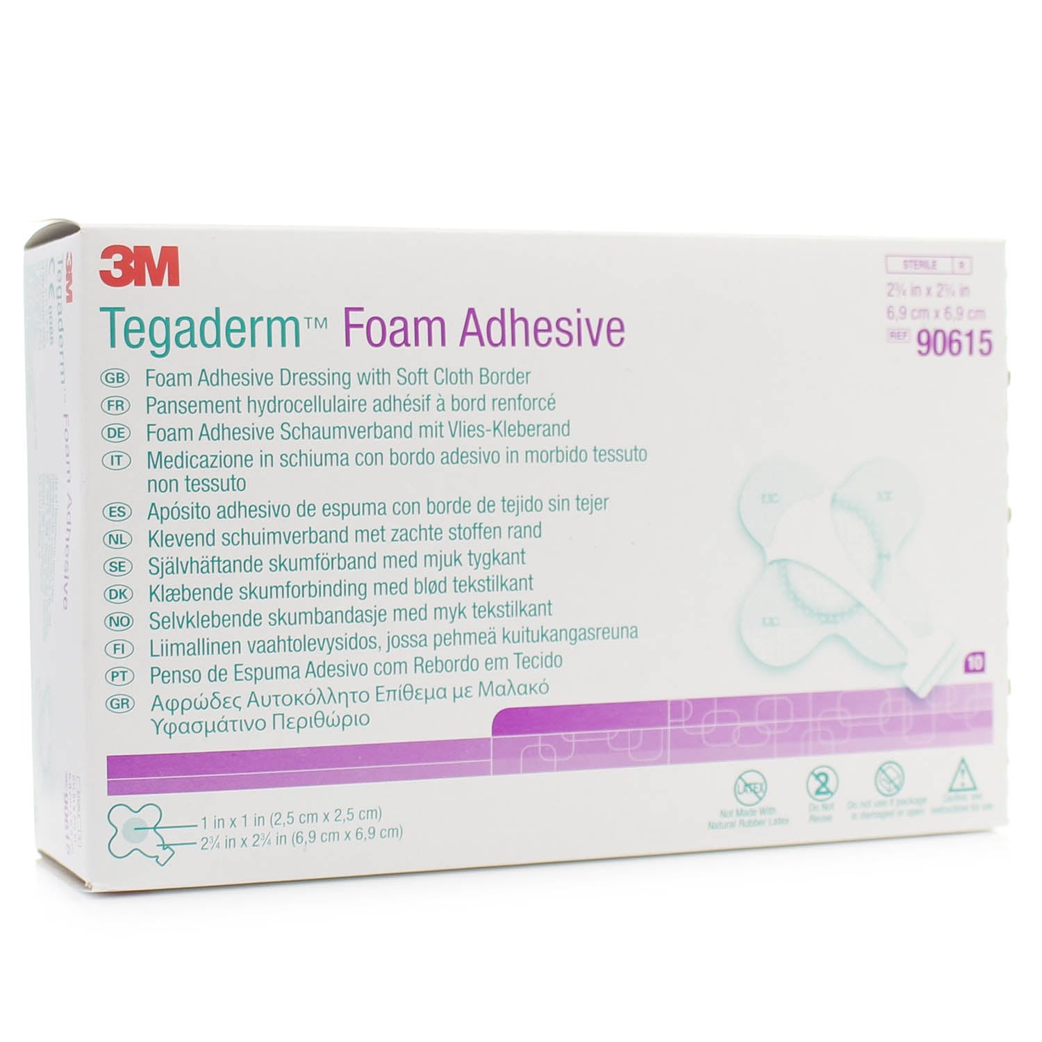 3M Tegaderm™ High Performance Foam Adhesive Dressing - 6.9 x 6.9cm - Mini Wrap - Box of 10 - 3M