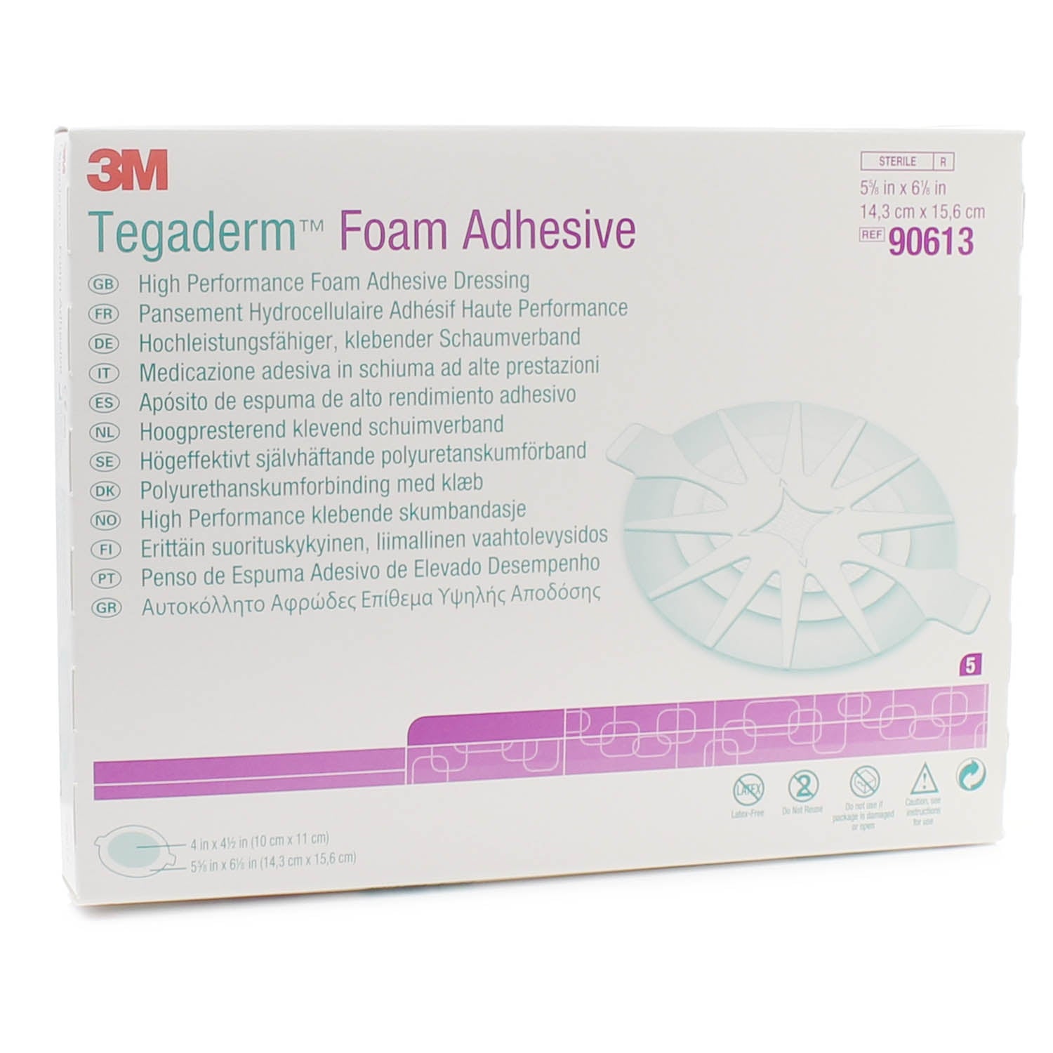 3M Tegaderm™ High Performance Foam Adhesive Dressing - 14.3 x 15.6cm - Oval - Box of 5 - 3M