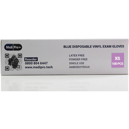 Blue Vinyl Exam Gloves - Cat III PPE Extra Small x 100 - MediPro