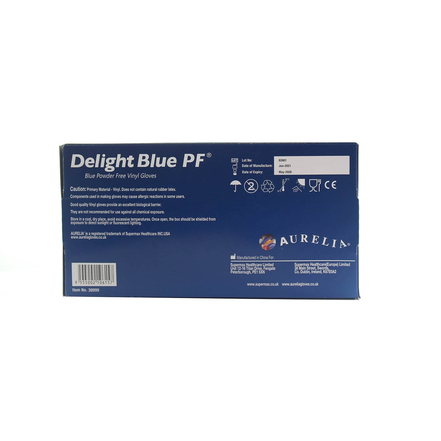 Aurelia Delight Blue PF Vinyl Powder free examination gloves XL (Box of 100) - Aurelia Gloves